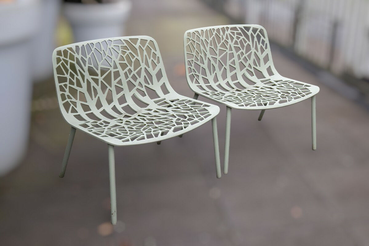 Fast - 2er Set Outdoor Loungesessel Forest Aluminium Pulverbeschichtet Grüner Tee Grün  - 6