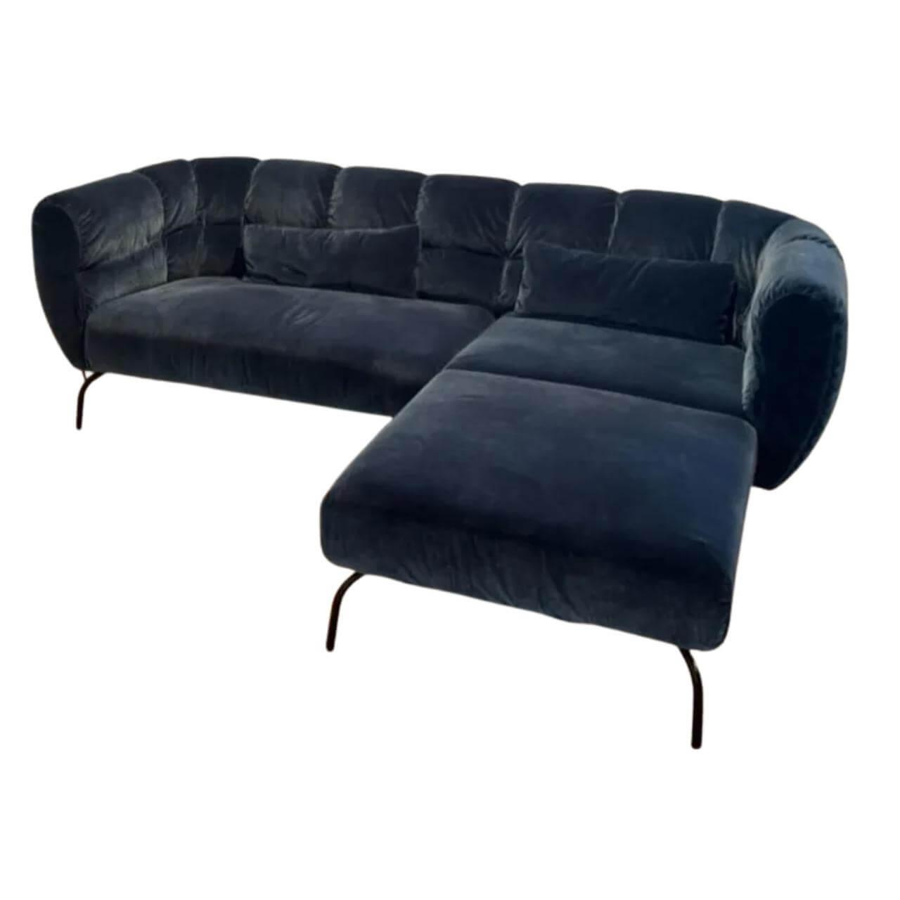 Brühl - Ecksofa Magnolia Stoff 4473 63 Blau Füße Metall Schwarz Pulverbeschichtet - 1