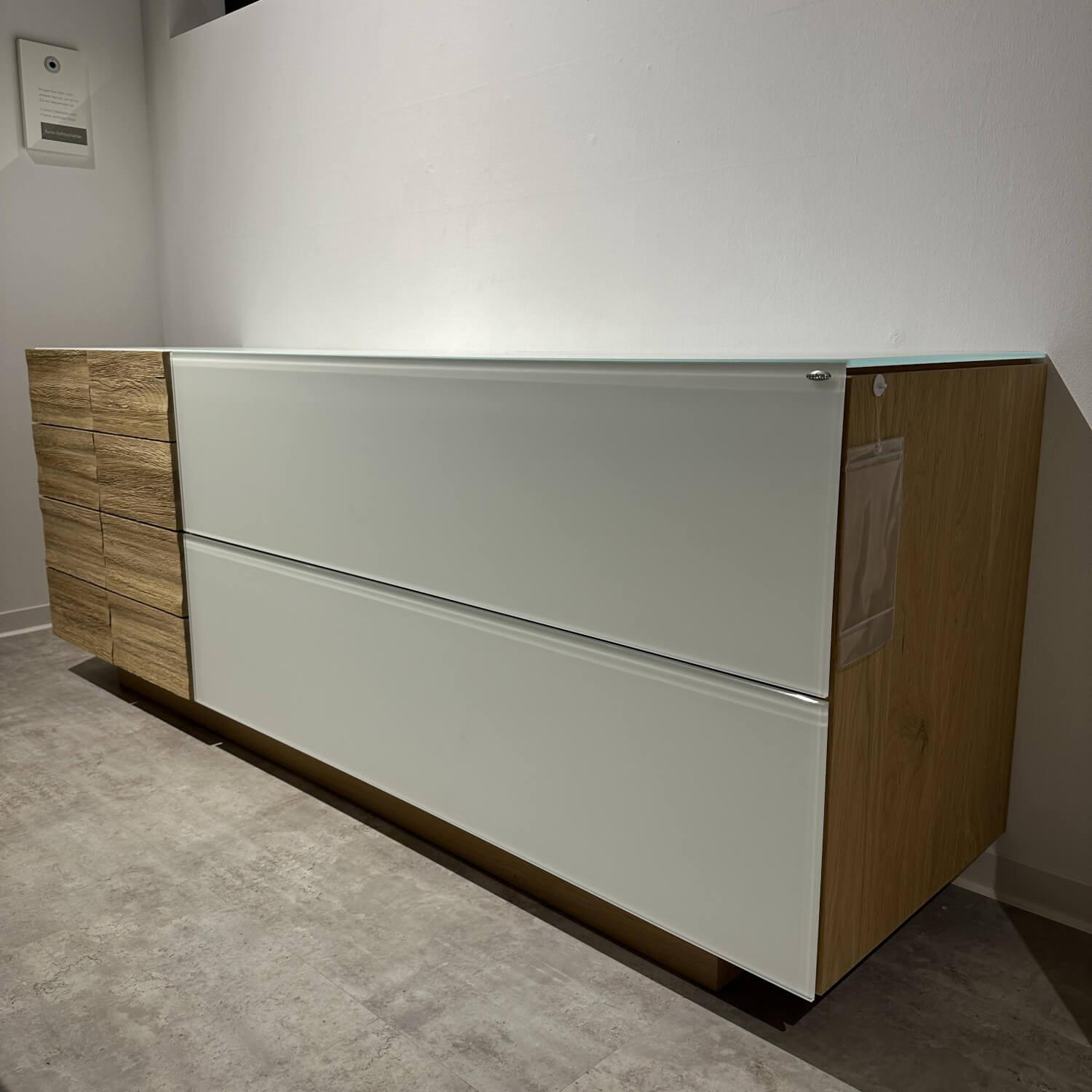 Voglauer - Sideboard Veron In Wildeiche Geölt Front In 2305 Glas Optiwhite - 3