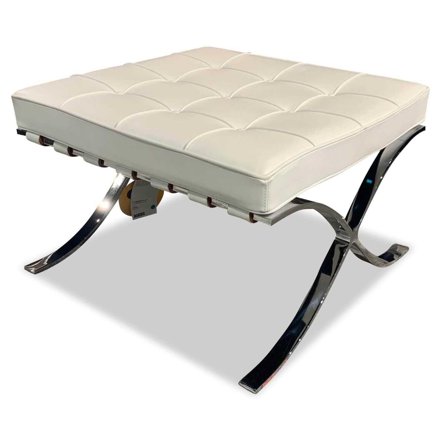 knoll-international-hocker-barcelona-mit-sitzkissen-leder-z-sabrina-wei-C3-9F-sa785-gestell-chrom-7f86e8674651 Knoll International - Hocker Barcelona mit Sitzkissen Leder Z Sabrina Weiß SA785 Gestell Chrom - 1