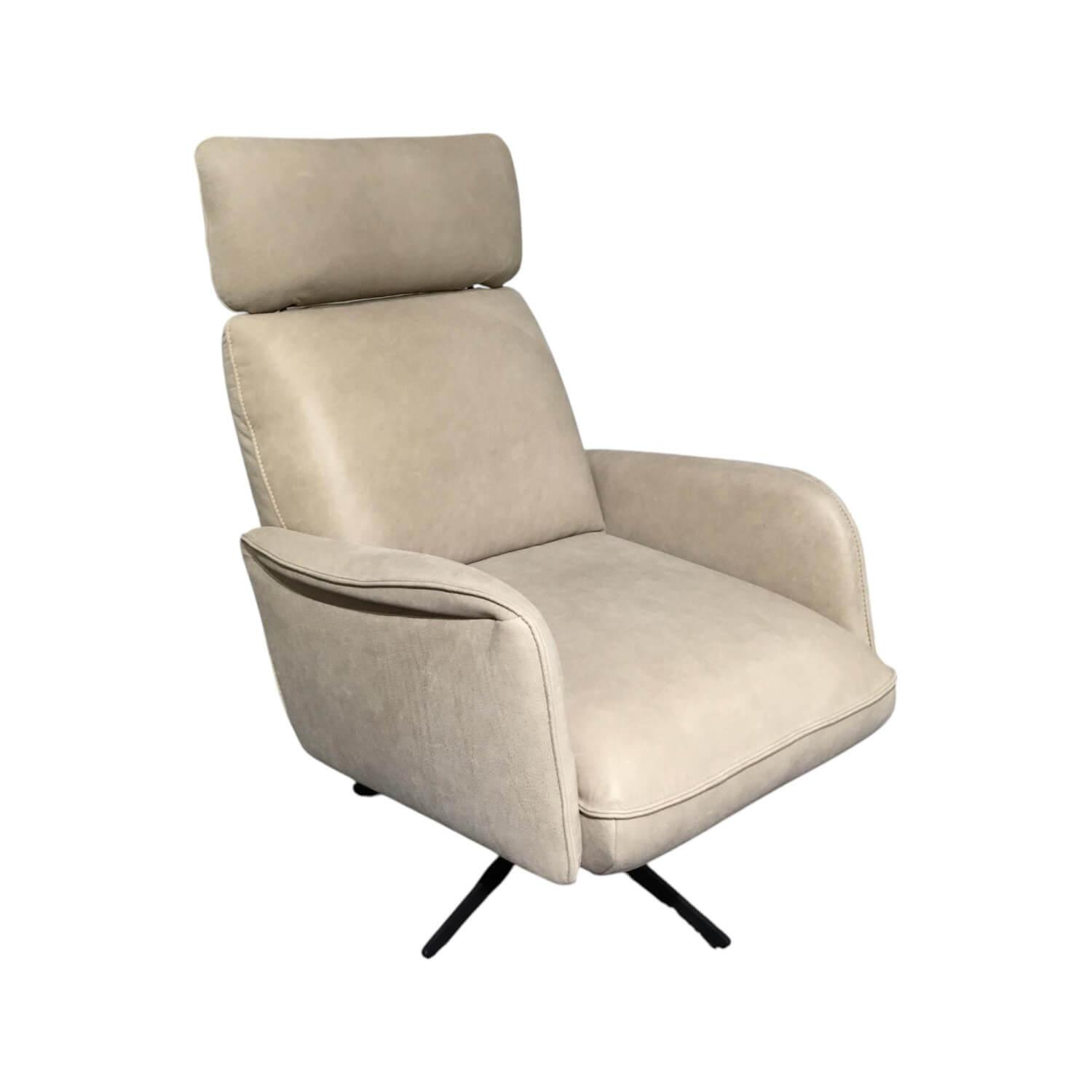 Musterring - Sessel MR 455 Leder India Jade Sand Beige Gestell Metall Schwarz Mit Höhenverstellbarem Kopfteil - 1