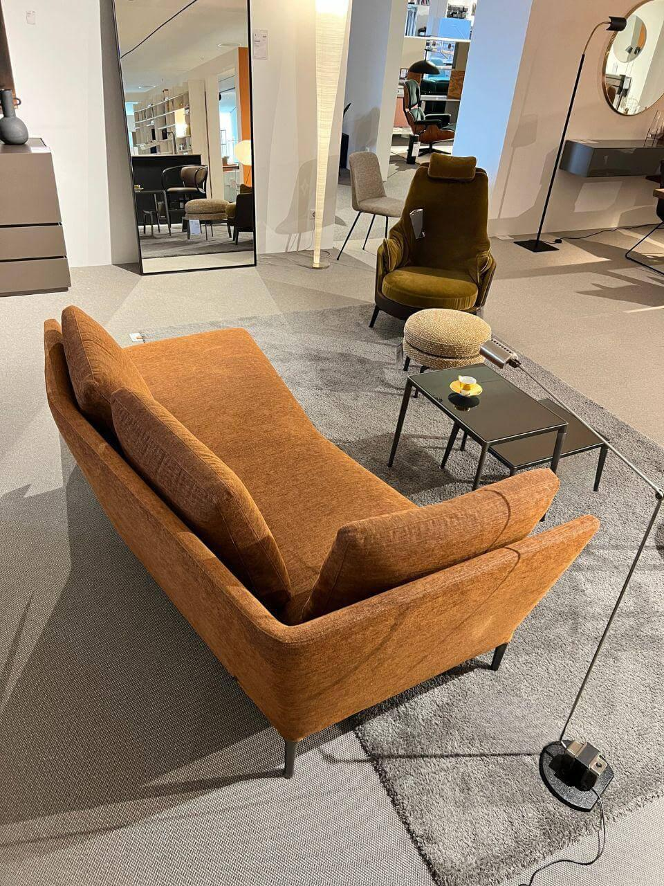 B&B Italia - Chaiselongue Stoff Emily Tabak Naht Schokolade Füße Lackiert Zinn - 2