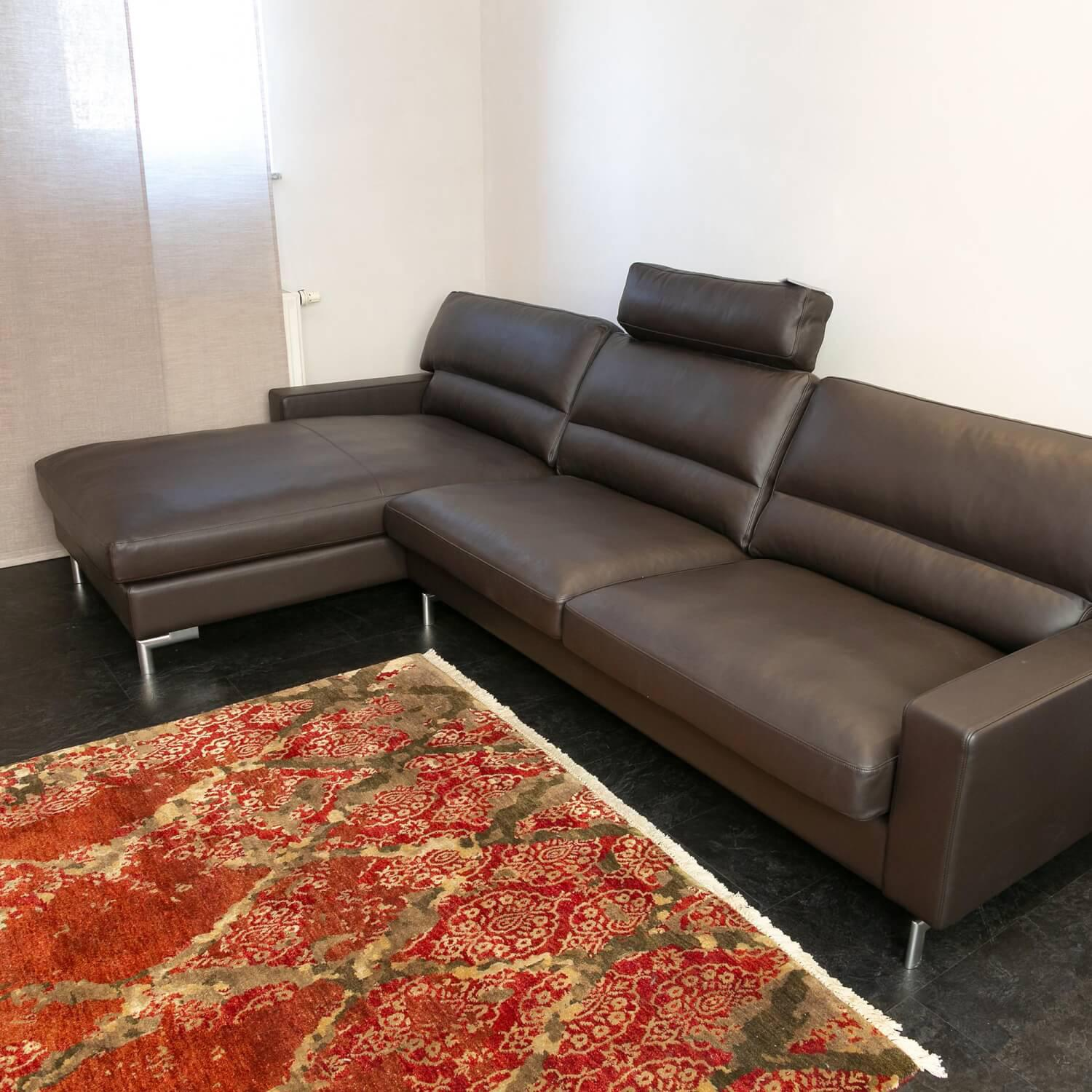 Erpo - Ecksofa Esparo 400 Leder J 42.090 Braun Schwarz Fußstütze Leder J 42.090 - 4