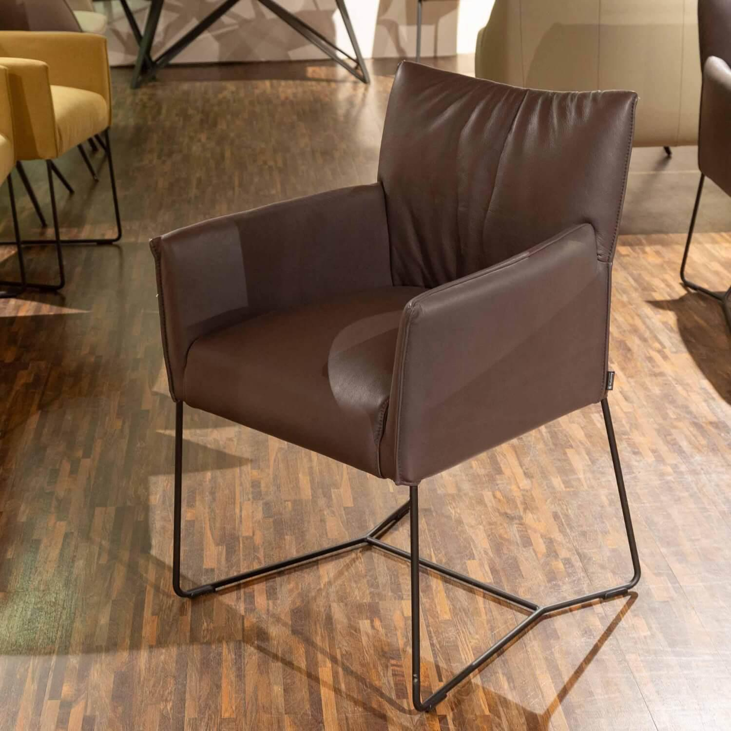 Musterring - Seating group Picara Leather 3 Lomé Anthracite And Fabric VI Hugo Mustard Yellow Frame Metal Black - 4