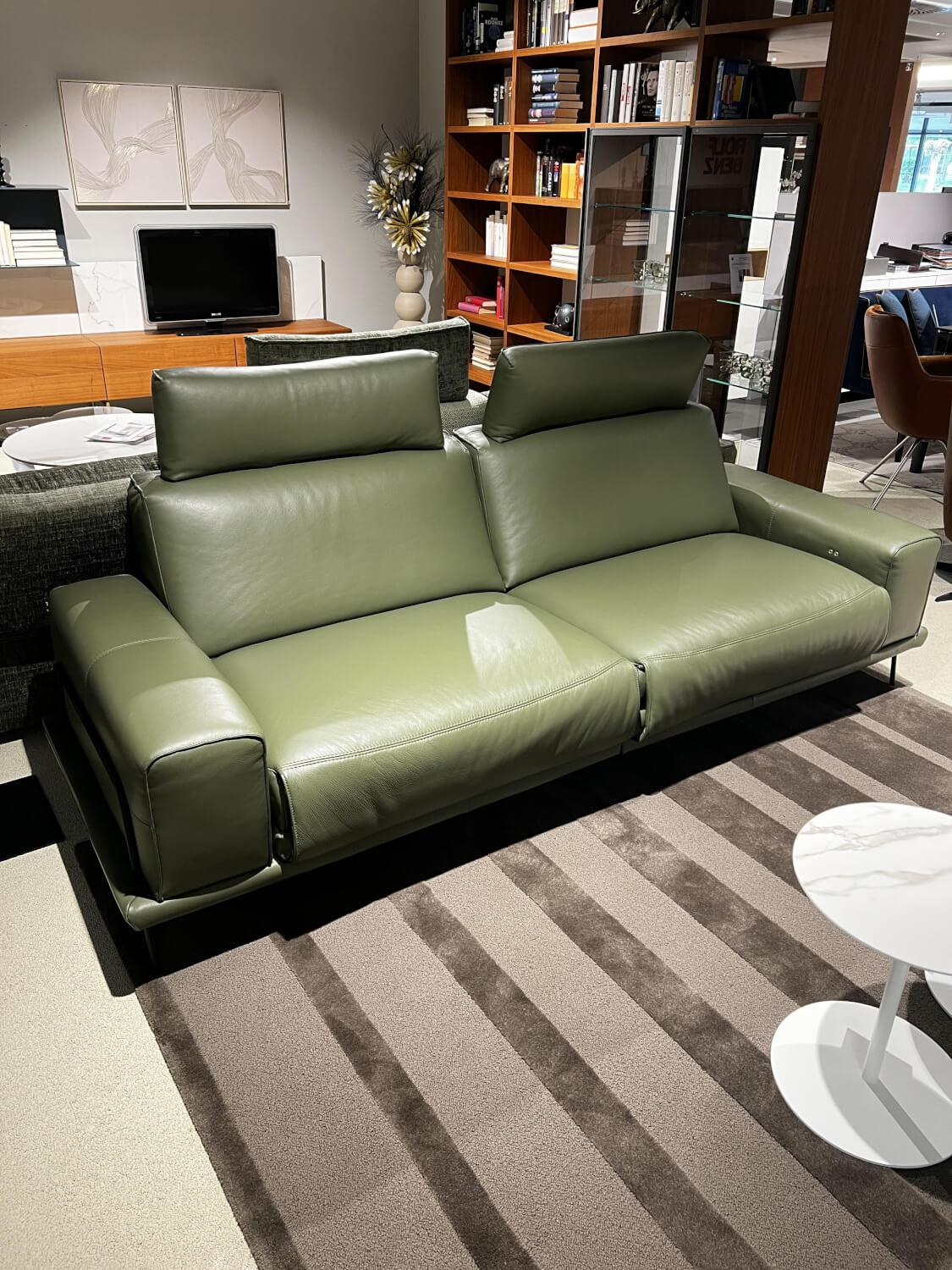 WK Wohnen - Sofa WK 670 Volluto Leder Montana Olive Grün Metallfüße Schwarz - 3