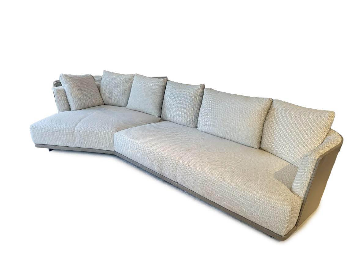 Molteni & C - Sofa Cleo Außen Leder Fango Innen Bouclestoff Kat. K Kubo KH612 Weiß - 1