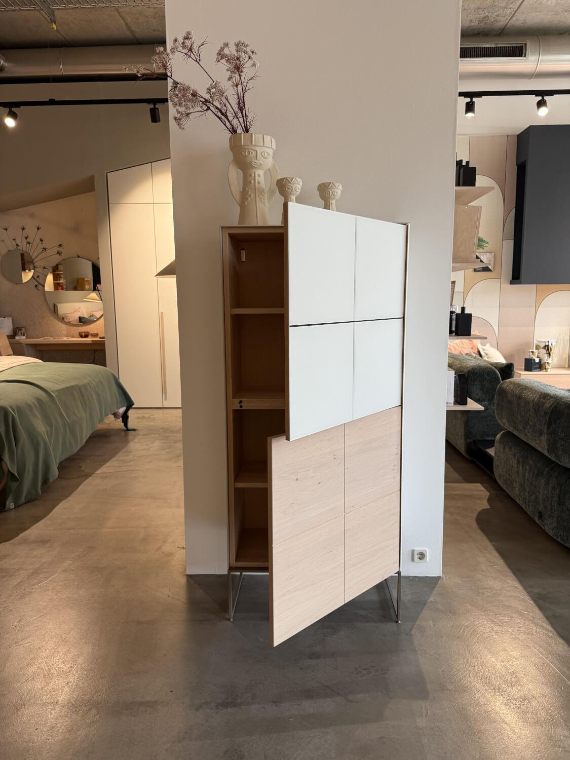 Team 7 - Highboard Cubus Pure Erle Weißöl Glas Naturweiß Matt Gestell Erdbraun - 7