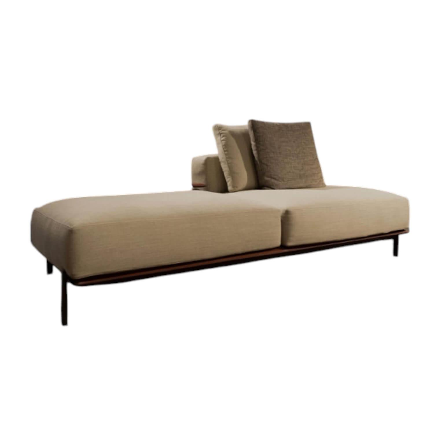 Poliform - Inselelement Brera Stoff Kiala Champagne Beige Kernleder Castagna Braun Basis Nickel Matt Brown Braun Mit Kissen - 1