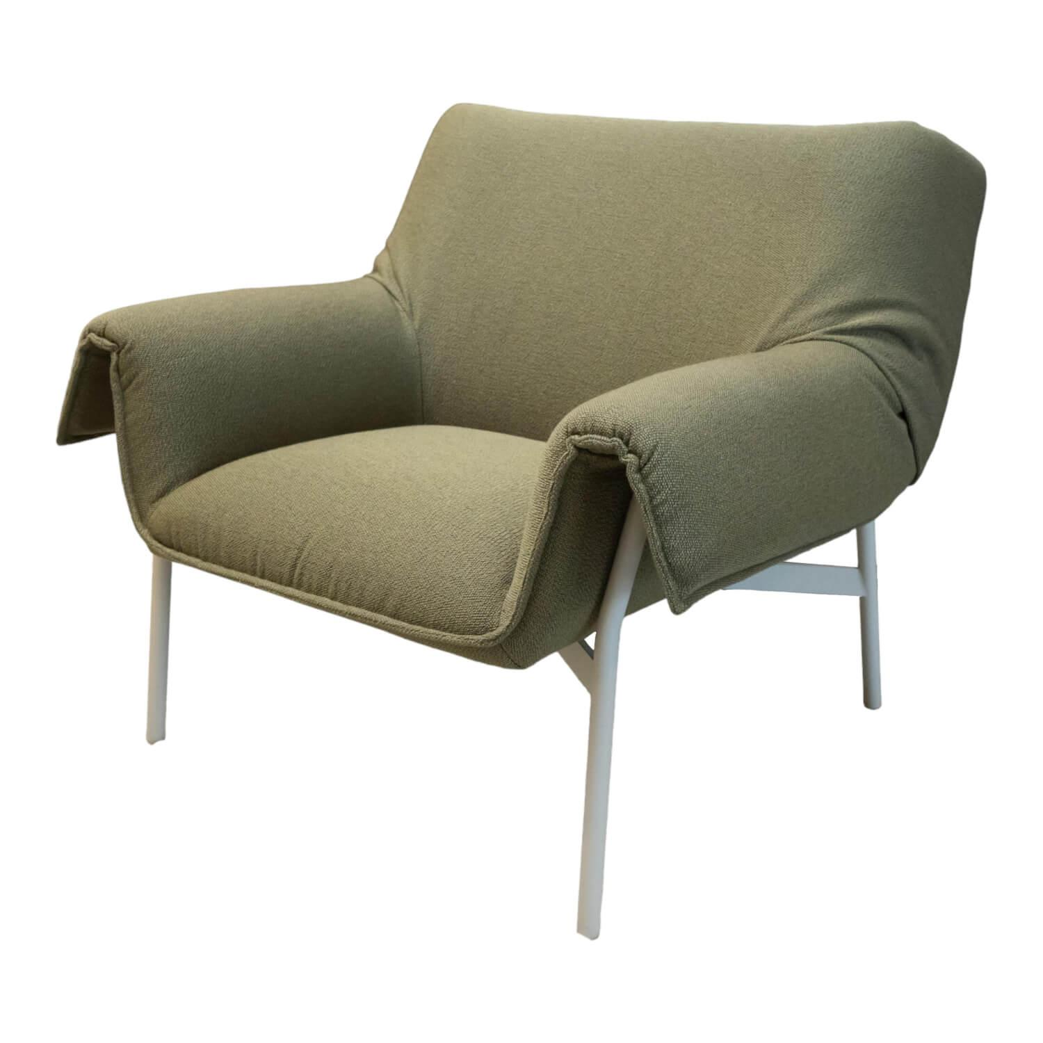 Sessel Wrap Lounge Chair Stoff Grün Gestell Stahl Pulverbeschichtet Grau