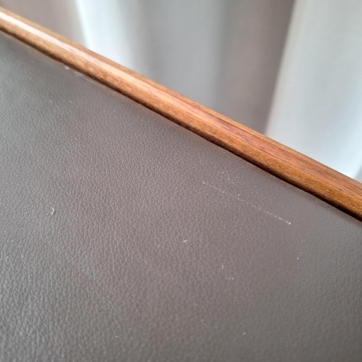 Interlübke - Sideboard Cube Nussbaum Canela Geölt Lederauflage Dunkelbraun Sockel Grau - 6