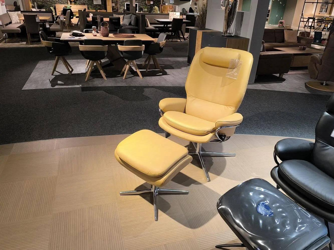 Stressless - Relaxsessel Rome Leder Paloma 39 Honey Gelb Beige Base 40 Cross Standard Gestell Aluminium Mit Hocker - 3