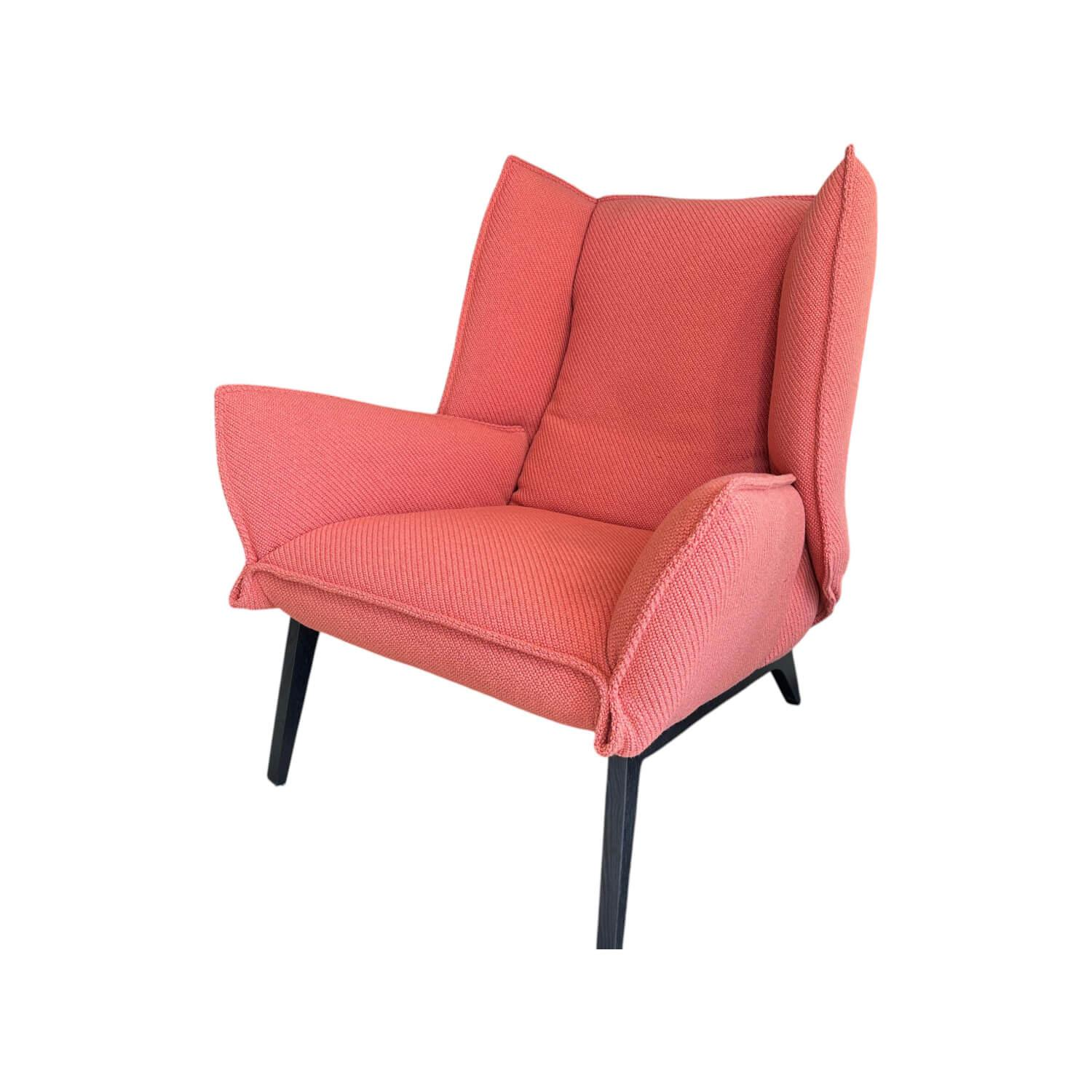 Ligne Roset - Sessel Toa Stoff Coda Saumon 632 Rosa Orange Füße Esche Schwarz Gebeizt - 1