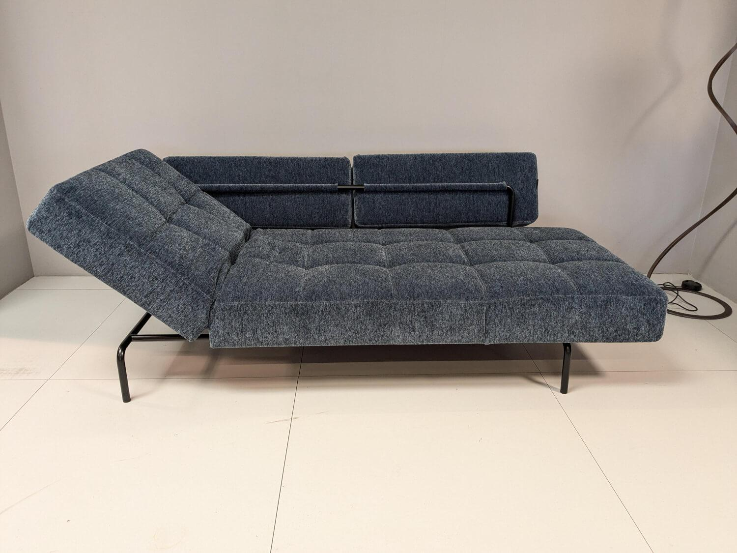 Brühl - Schlafsofa Jerry L Stoff 2066 Blau Füße Schwarz mit Klappfunktion - 9