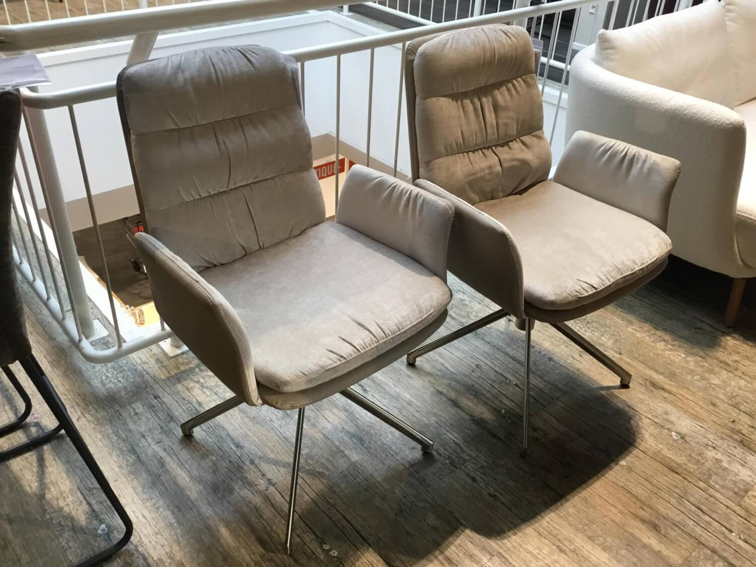 WK Wohnen - 4er Set Armlehnstuhl WK 707 Innen Stoff JAB 2 WK2100472 Beige Außen Leder Toledo Mastic Beige Gestell Edelstahl - 2