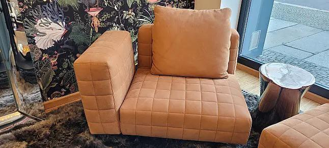 Minotti - Garnitur Twiggy Leder Nabuk 12 Curry Braun Orange Gestell Metall Black Coffee Braun Lackiert - 4