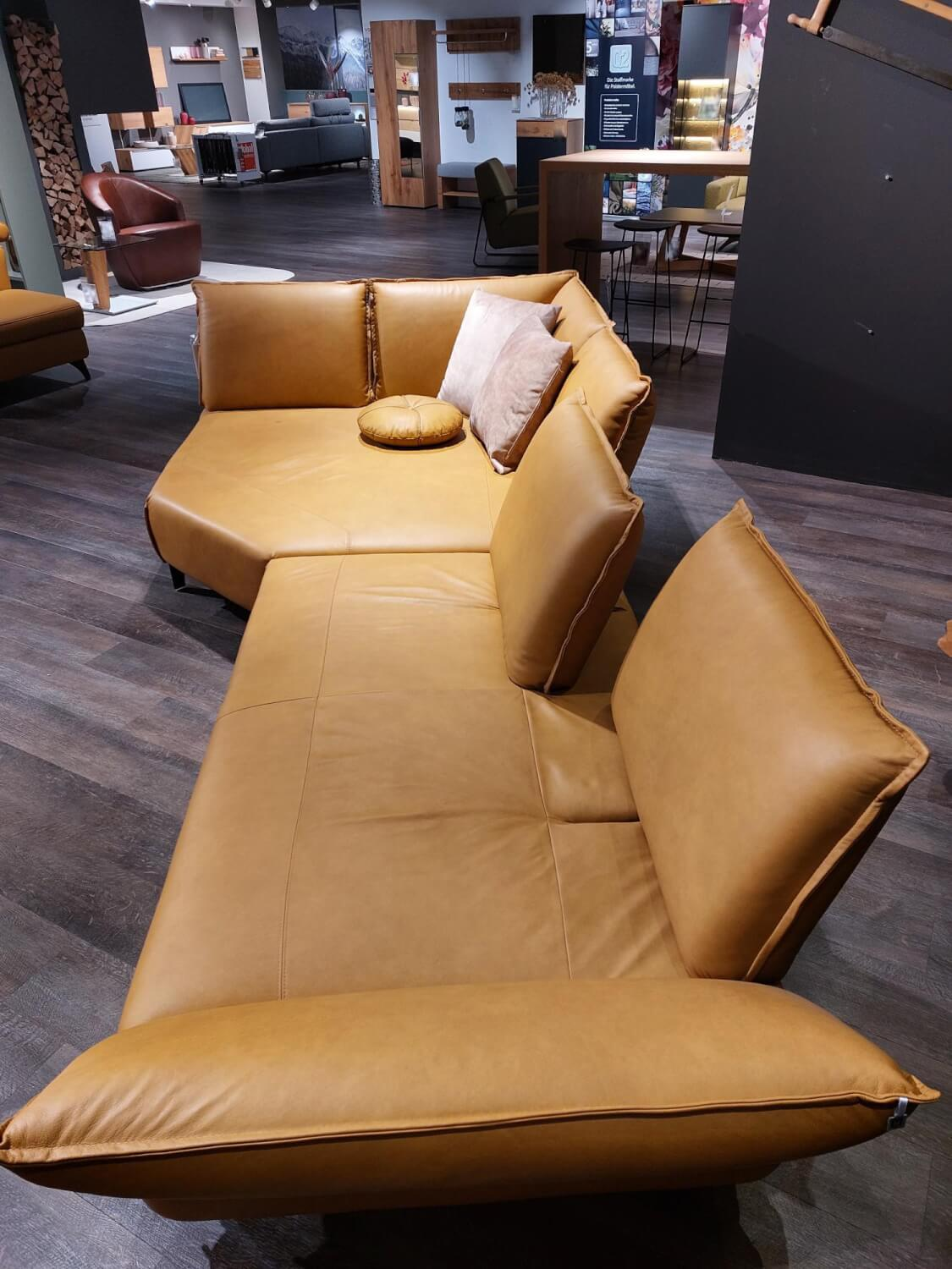W. Schillig - Ecksofa 16660 Bonnie Leder Kurkuma Gelb Beige Braun Metallfuße Stahl Schwarz Pulverbeschichtet - 4