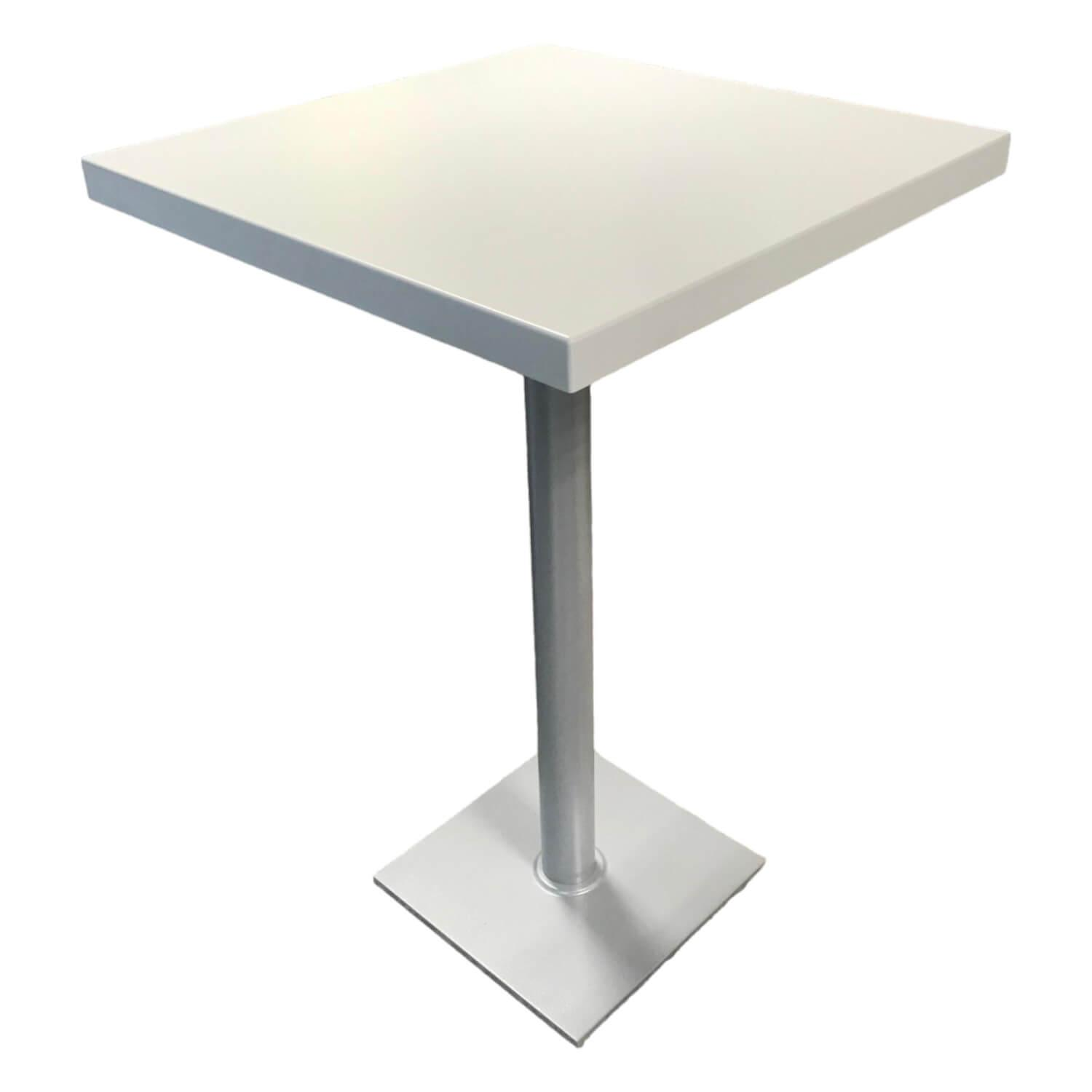 Stehtisch Modell 3021 MDF-Tischplatte Weiß Gestell Perlsilber