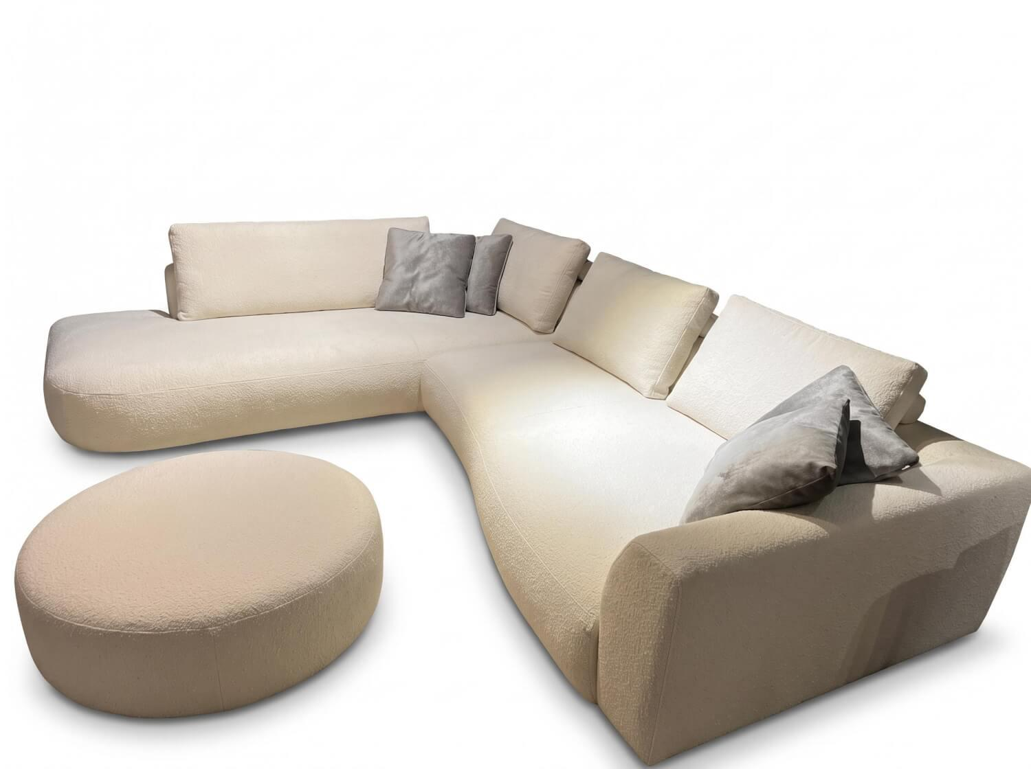 Violetta - Ecksofa Ornella Boxspring Creme Inkl. Hocker - 1