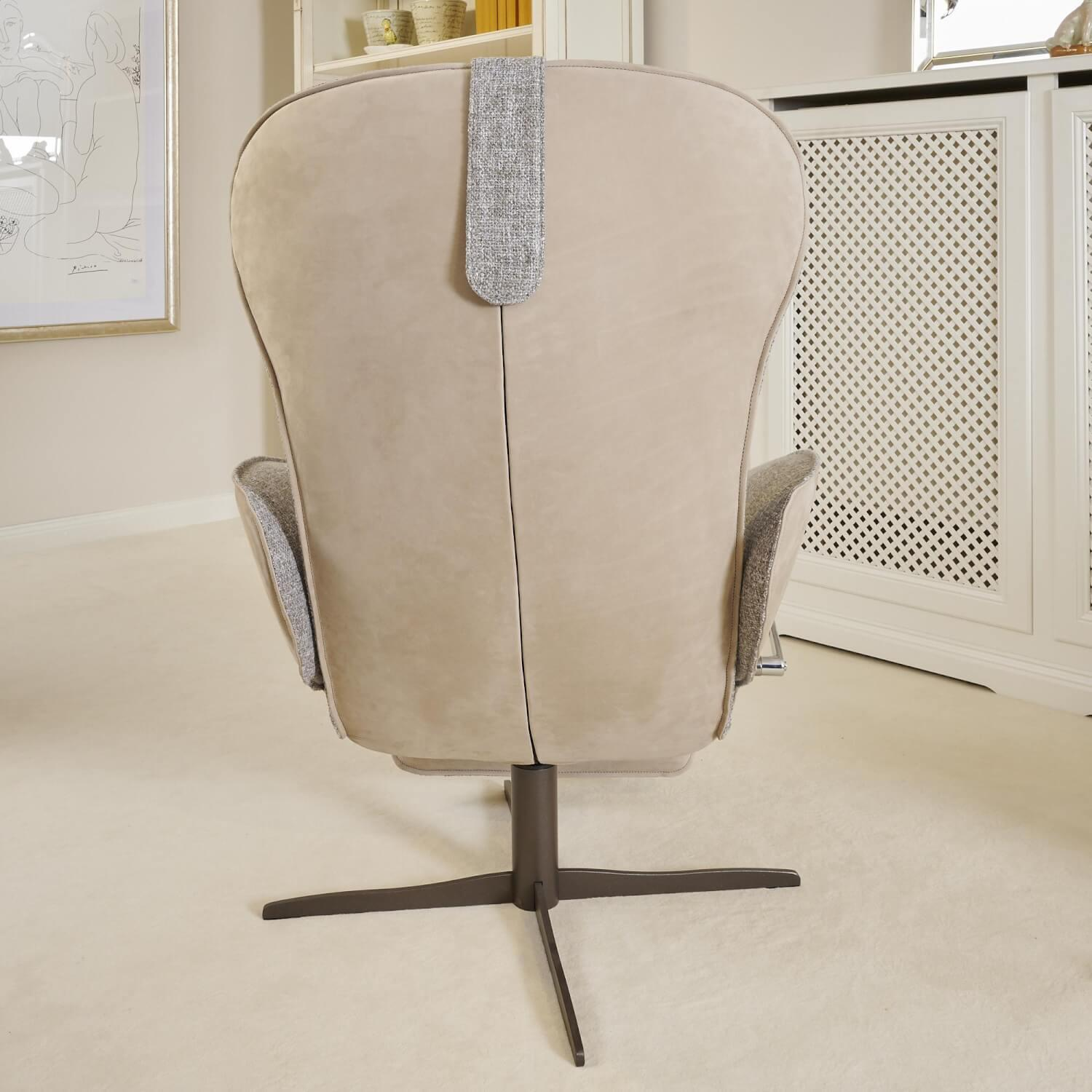 Jori - Funktionssessel Daydreamer Mit Nackenkissen Bezug Innen Stoff Aco 212|F2a Grau Außen Leder Nubuk Creme - 11