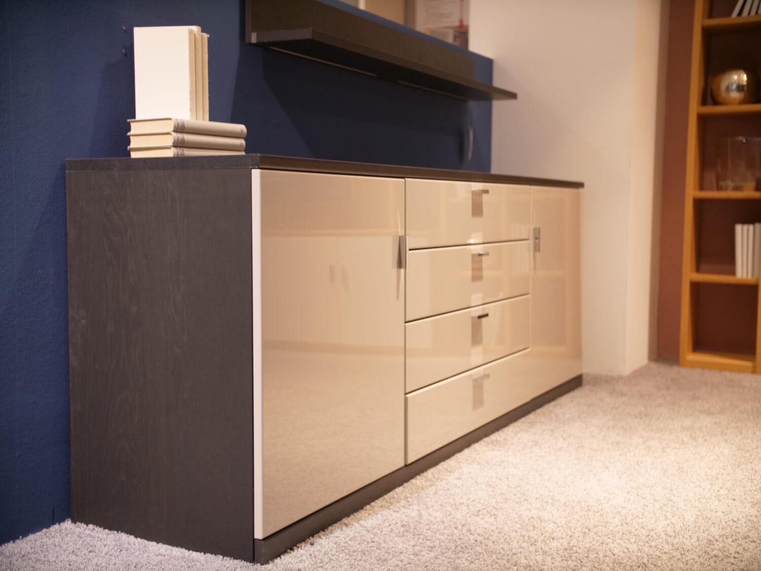 Musterring - Sideboard Kira-System 24040 R Mit Wandboard Korpus Eiche Furniert Farbton 2212 Graphit Front Lack Grau - 6