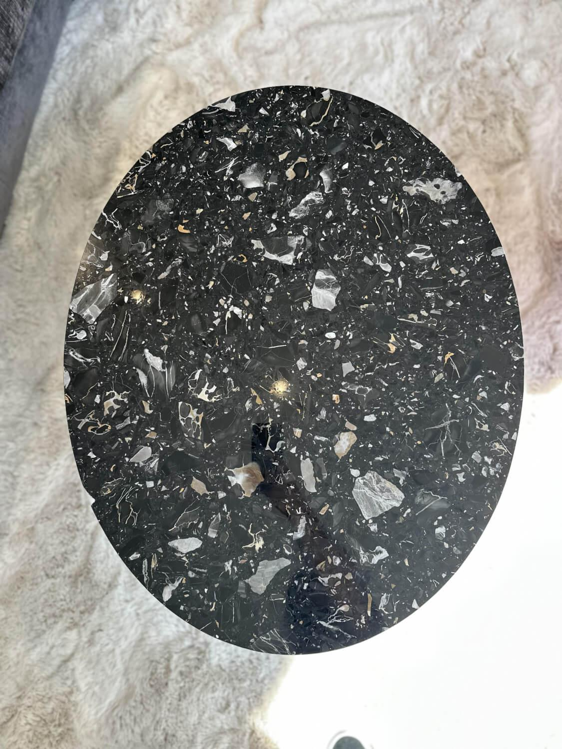 Bielefelder Werkstätten - Table Kelly T 116 201 Top Terrazzo Portoro Marbled Black Frame Metal Black Matt Powder-coated - 3