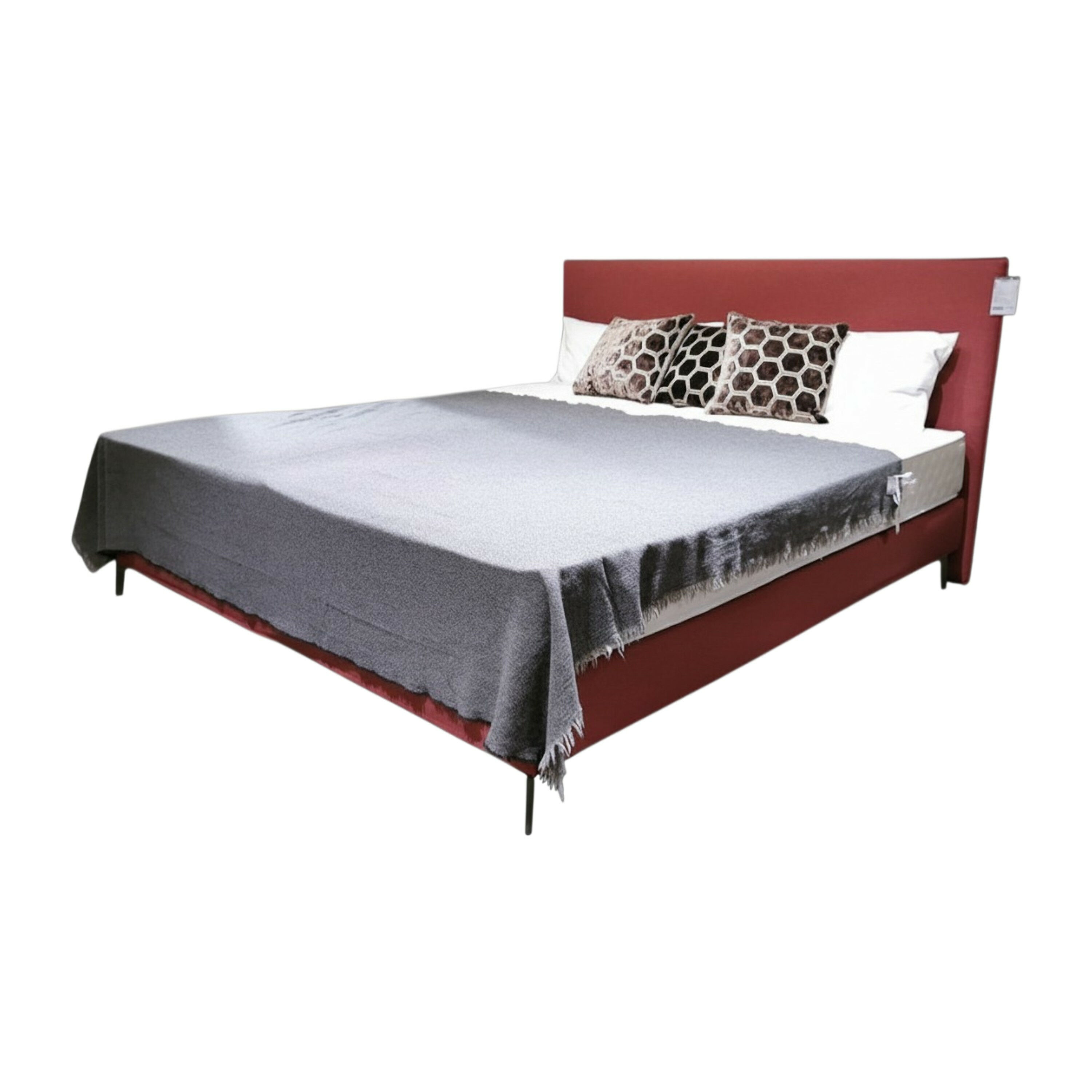 Möller Design - Boxspringbett Slim Edition 2021 Stoff Casa 39 Winered Rot Füße Sepia Metallic mit 2 Matratzen - 1