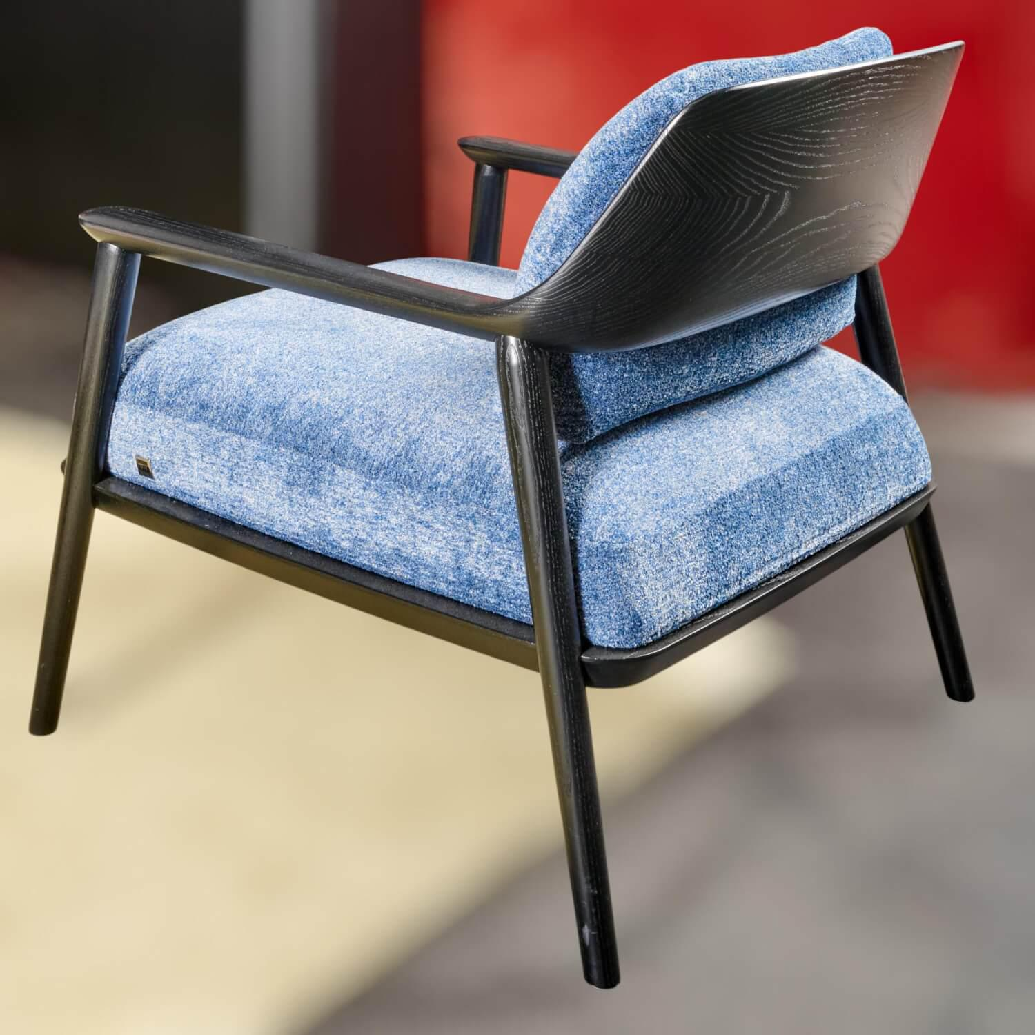 Bielefelder Werkstätten - Gatsby Sessel Stoff Mabelle BW1807-252 Blau Holz Schwarz - 4