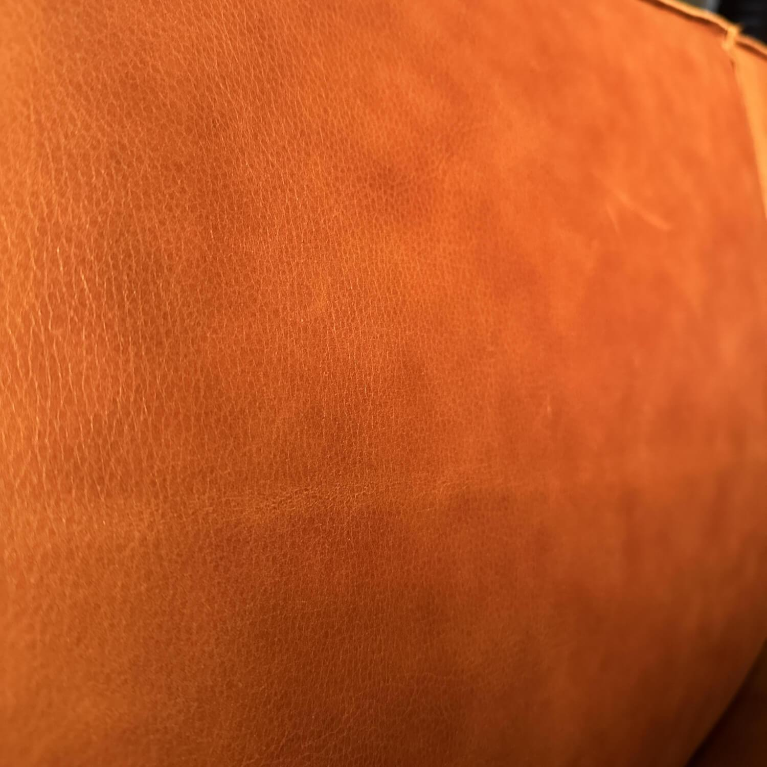 Sofa Nomad Bezug Leder Alfa Savannah Orangerot Füße Schwarz Matt