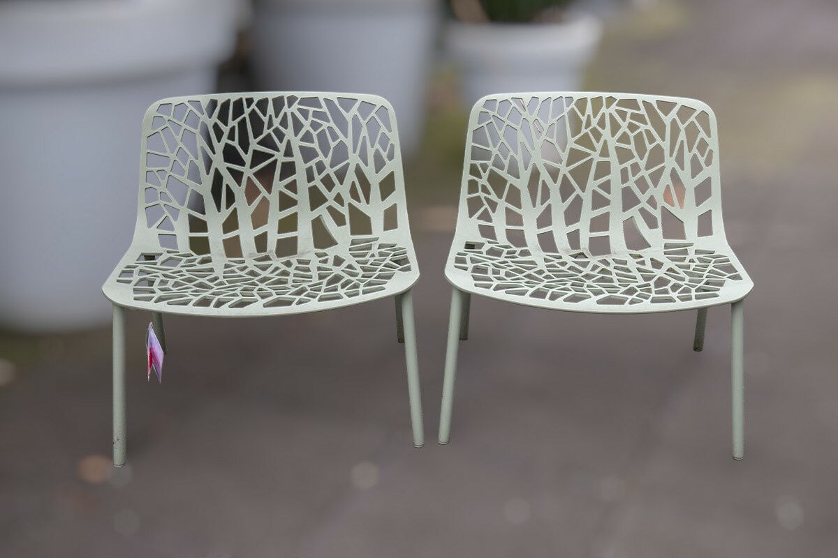 Fast - 2er Set Outdoor Loungesessel Forest Aluminium Pulverbeschichtet Grüner Tee Grün  - 2
