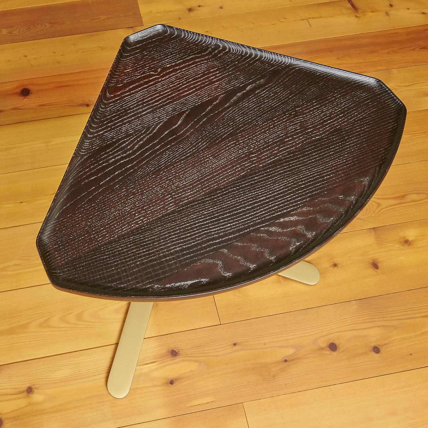 Bielefelder Werkstätten - Beistelltisch Joy Platte Wengefarbig Gebeizt Gestell Messingfarbig - 4