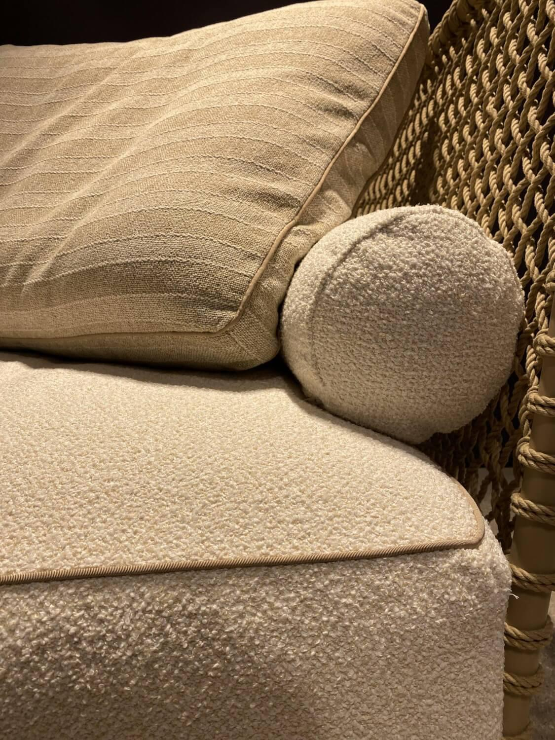 Flexform - Sofa Oasis Outdoor Stoff Capri A256 Beige Geflecht Kordel Matt Natur Gestell Metall Sand Beige Lackiert - 3