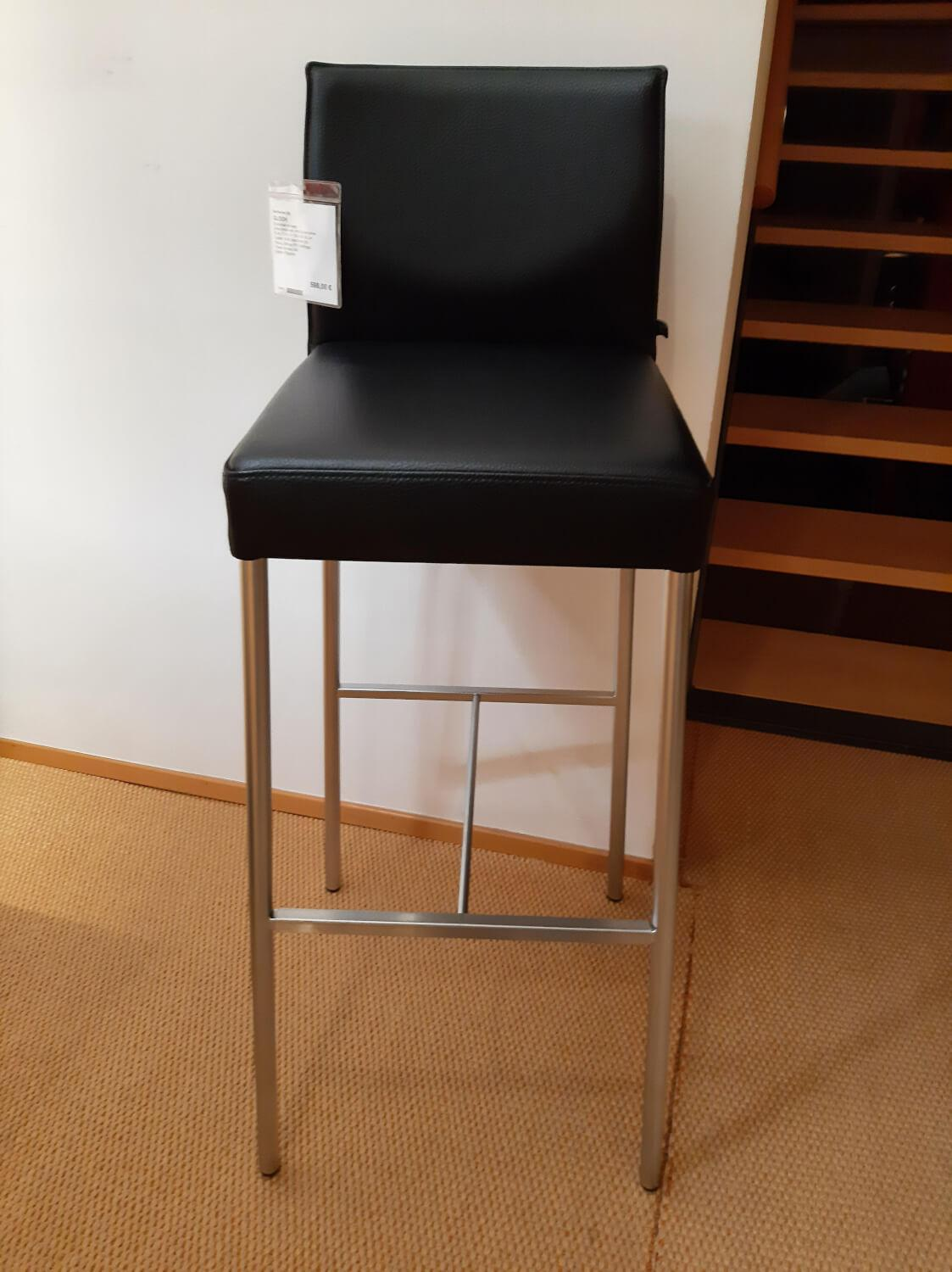 KFF - 3er-Set Barhocker Glooh 1076 Kunstleder Schwarz Gestell Aluminium - 2