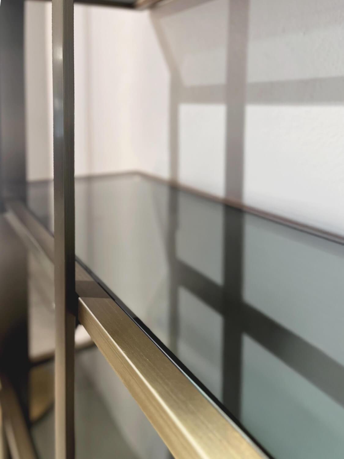 Eichholtz - Cabinet Clio Shelf Brass Brushed Black Finish Glass Smoke Gray - 5