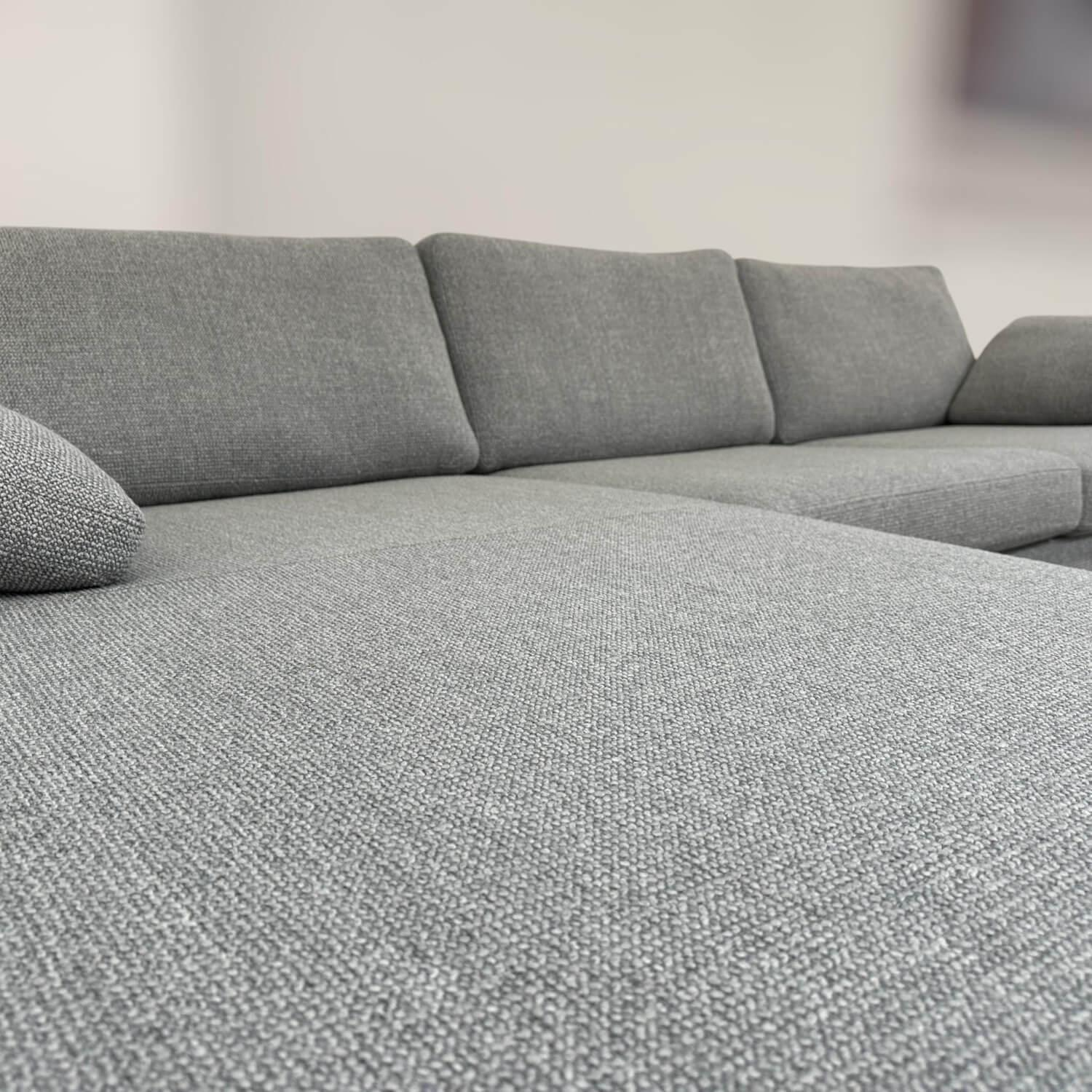 COR - Ecksofa Conseta Stoff 8181 Silbergrau Zylinderfüße Schwarz Lackiert Mit Filzgleitern - 6