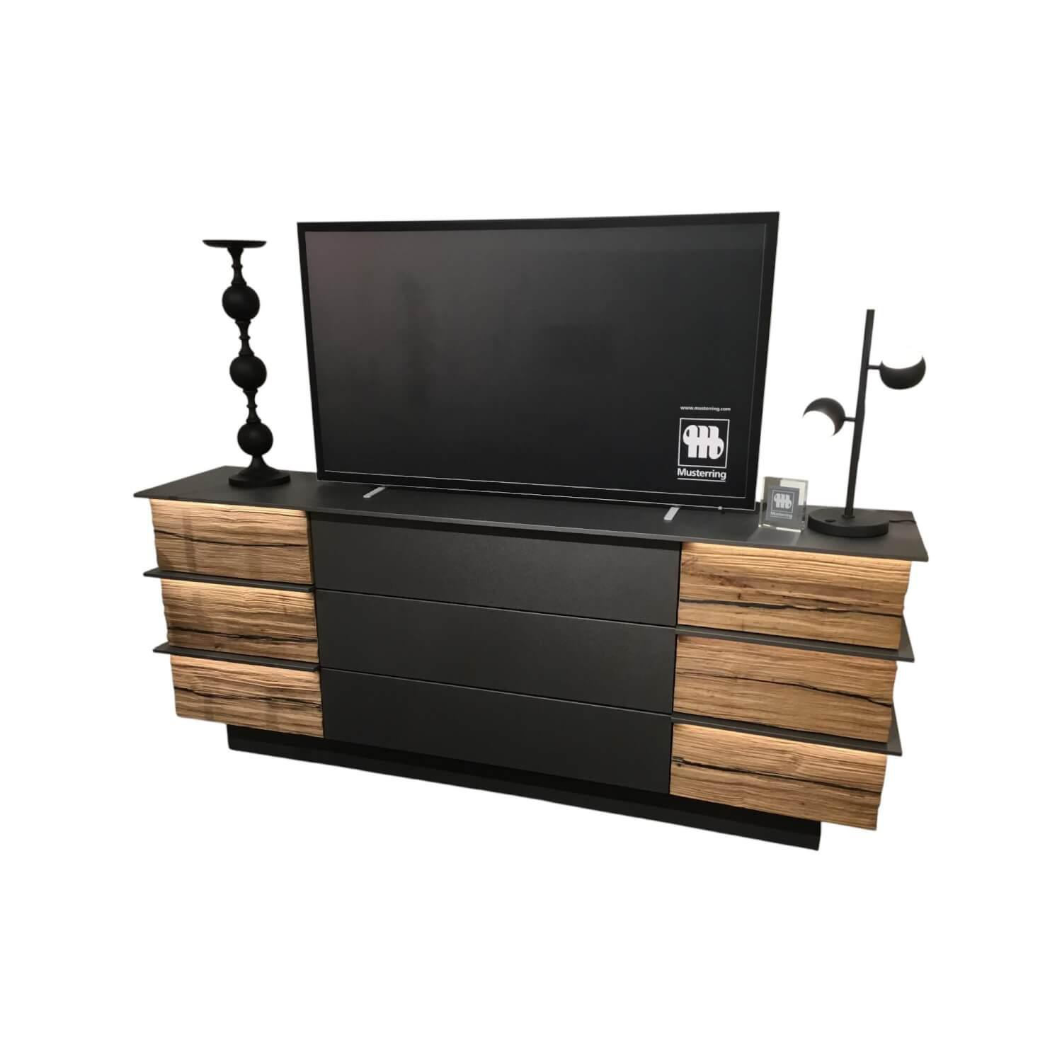 Musterring - Sideboard MR Jana 710143 Lack Graphit Anthrazit Absetzung Spaltholz Eiche Lackiert Mit Beleuchtung - 1