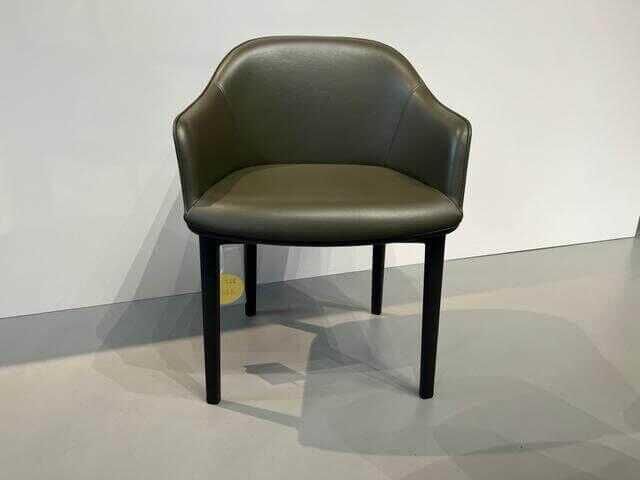 Stuhl Softshell Chair Leder Premium Khaki Füße Schwarz