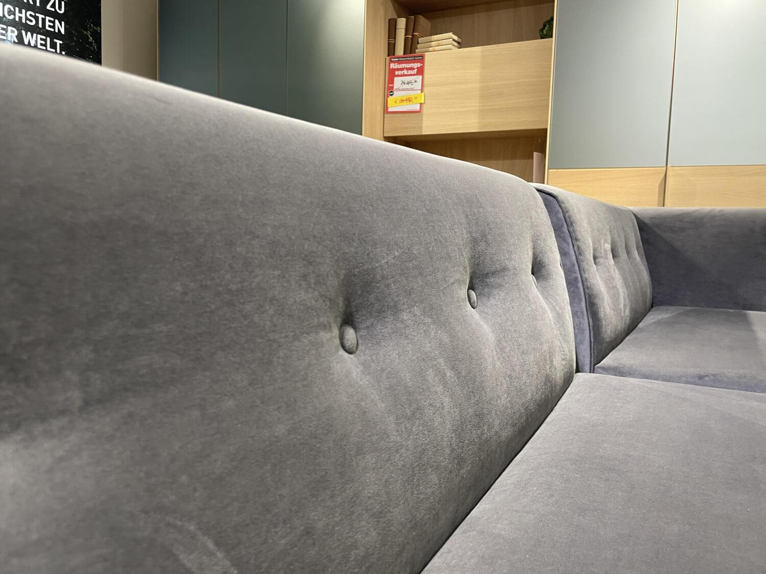 Signet - 2er Set Bank Smilla Stoff Milan Anthrazit Holzfuß Schwarz - 5