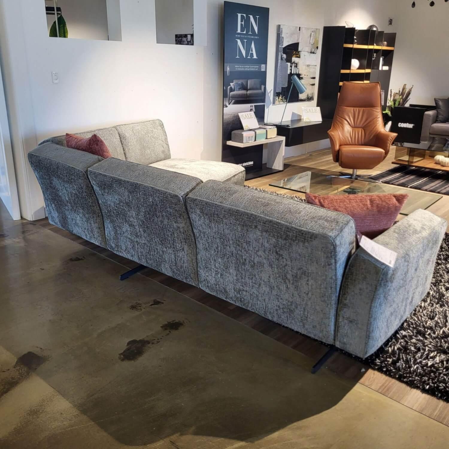 Klier Concept  - Ecksofa No 04 Stoff Fusion Thyme PG III Grau Metallfüße Schwarz - 3