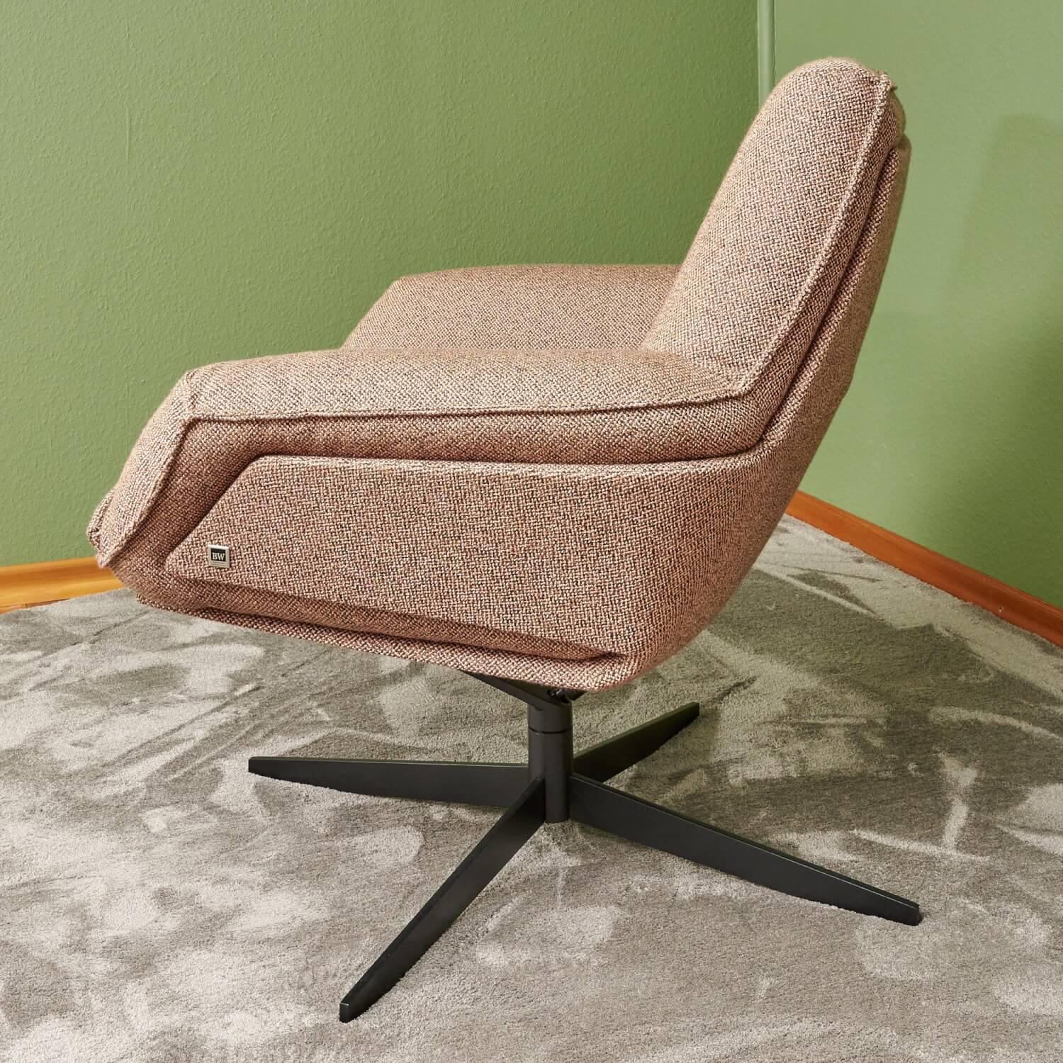 Bielefelder Werkstätten - Sessel Daron Niedrig Stoff Bonsai Reboot CH 2955 068 Braun Rot Kreuzfuß Schwarz Matt Mit Hocker - 5