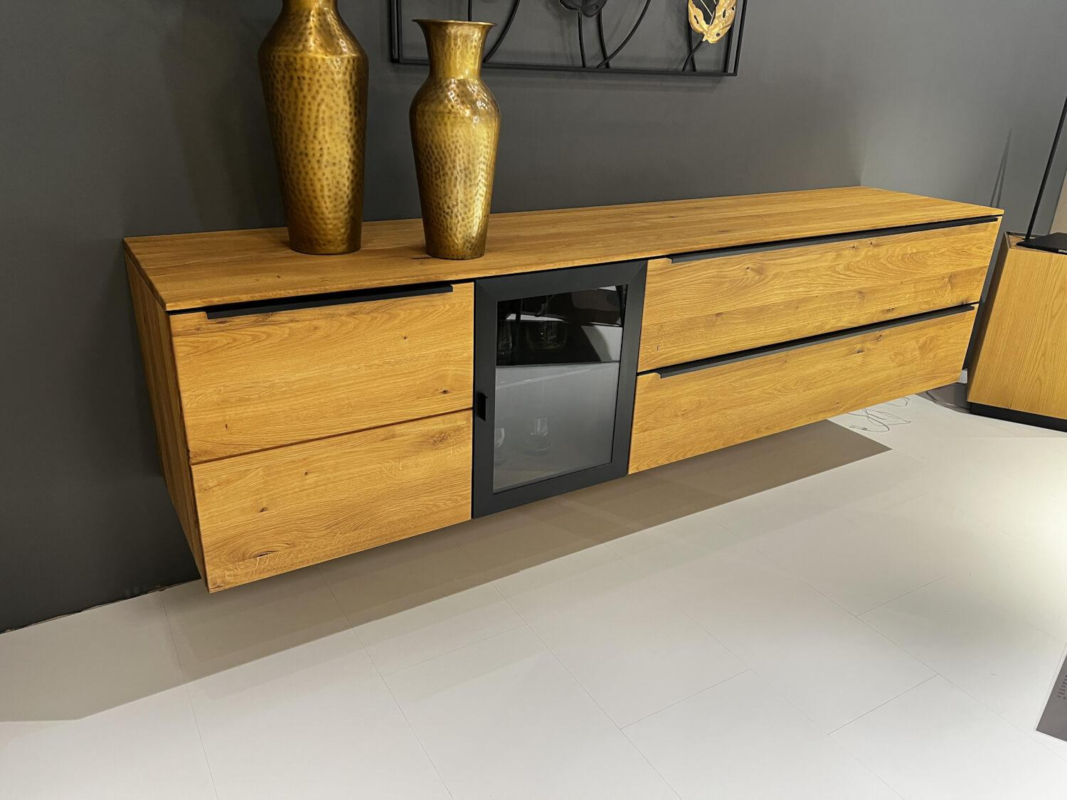 WK Wohnen - Sideboard Baristo WK 490 Hängend Asteiche Natur Rahmen Metall Schwarz Mit Beleuchtung - 5