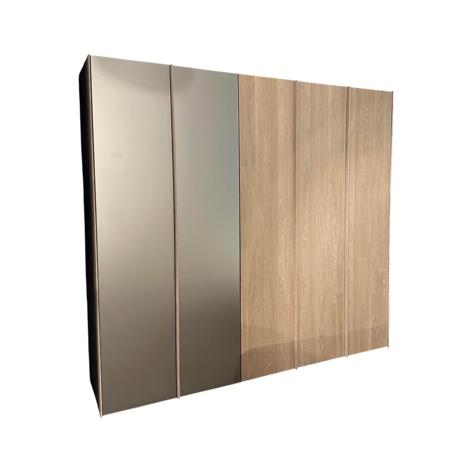 Team 7 - Drehtürenschrank Soft 10 Eiche Weißöl Linke Paartür Bronzeglas - 1