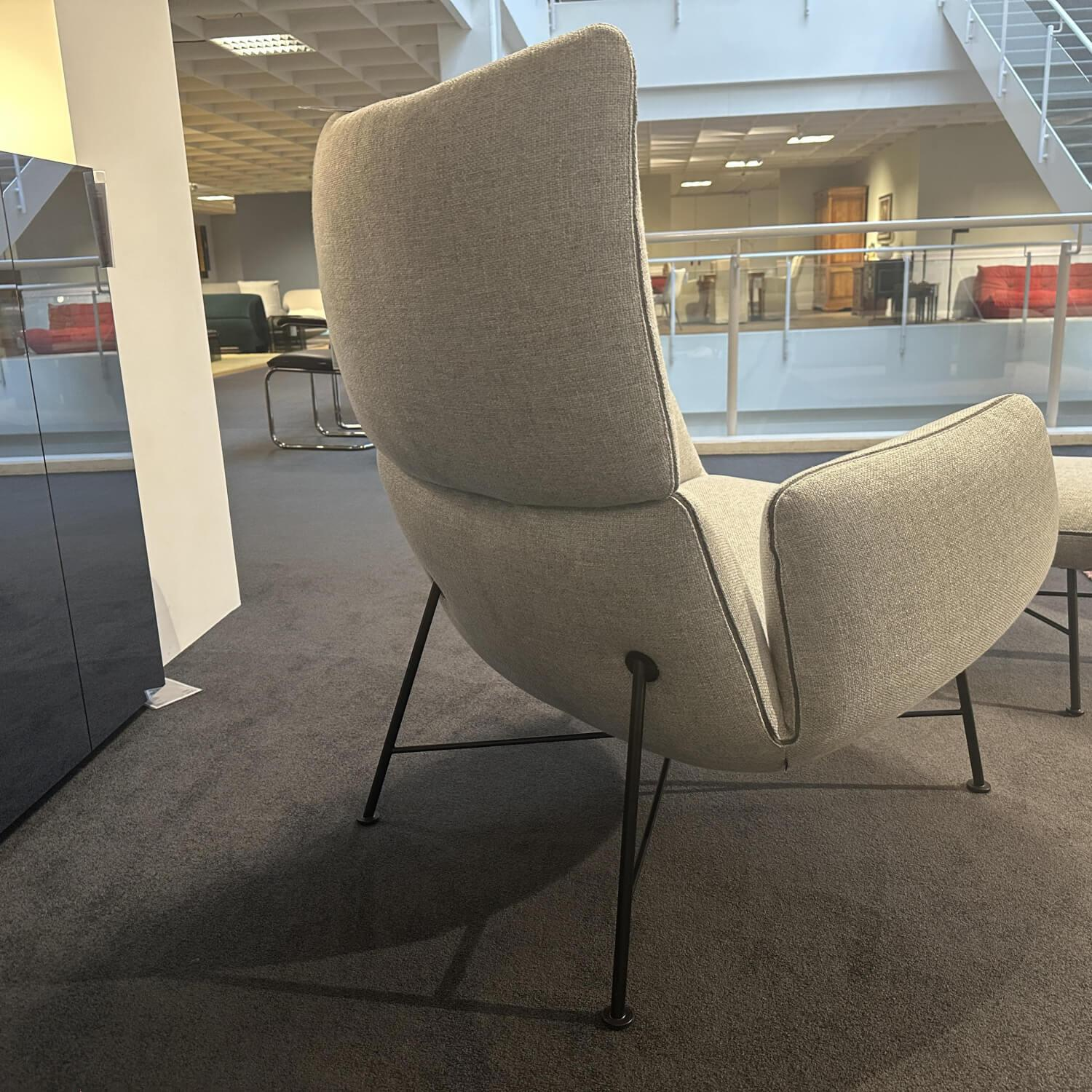 COR - Loungesessel Jalis Stoff 8300 Lichtgrau Grau 4 Fuß Drahtgestell Schwarz Pulverbeschichtet Inklusive Hocker - 2