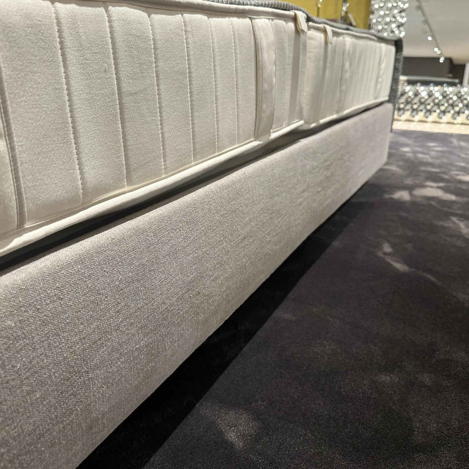 Schramm - Polsterbett Purebeds Panel Bezug Stoff Stone Grau Füße Schwarz Inklusive 2 Emotion Matratzen Und 2 Dekokissen - 7