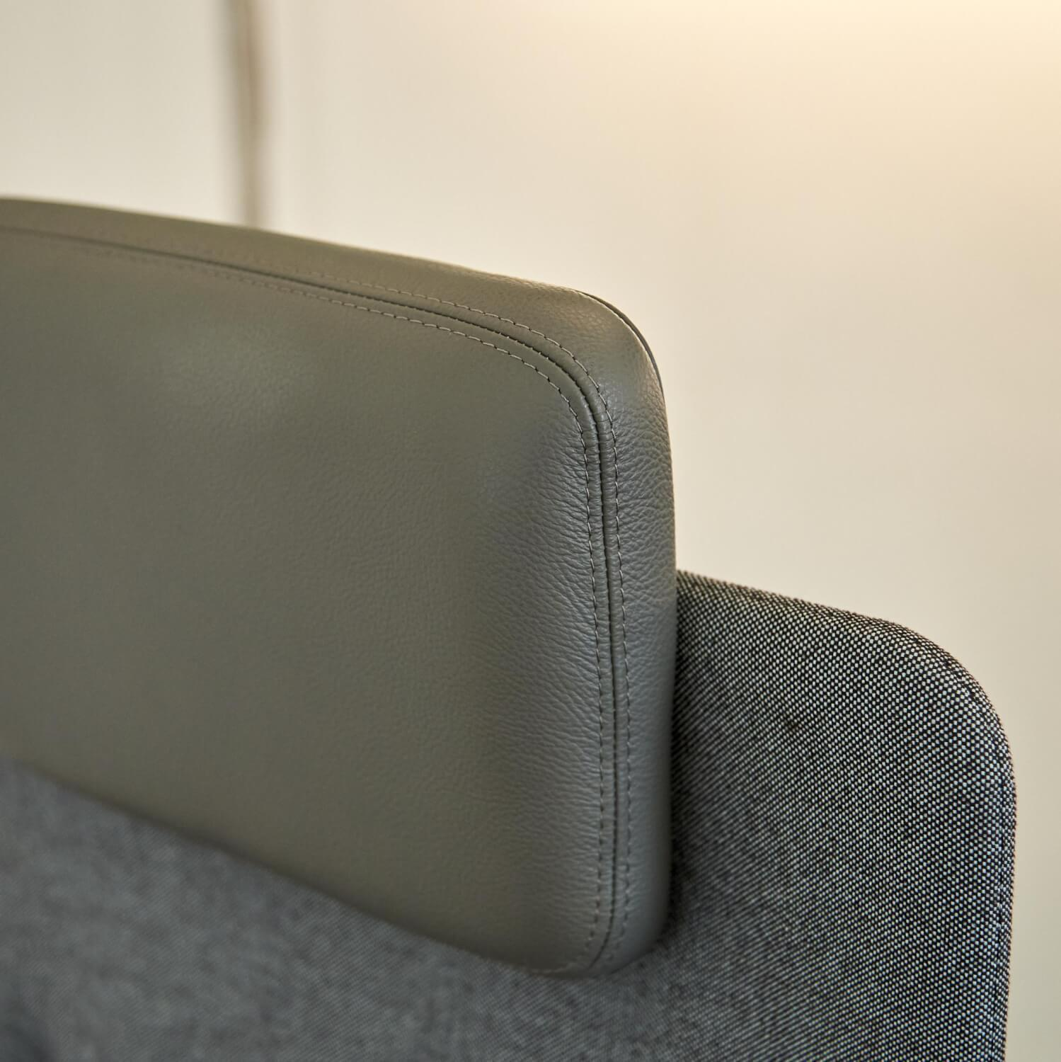 Vitra - Bürostuhl ID Trim L Bezug Stoff Plano Eisengrau Braun Rahmen Basic Dark Fünfsternfuß Aluminium Poliert Mit Rollen Inklusive Kopfstütze Bezug Leder Farbe Dimegrey Grau - 7