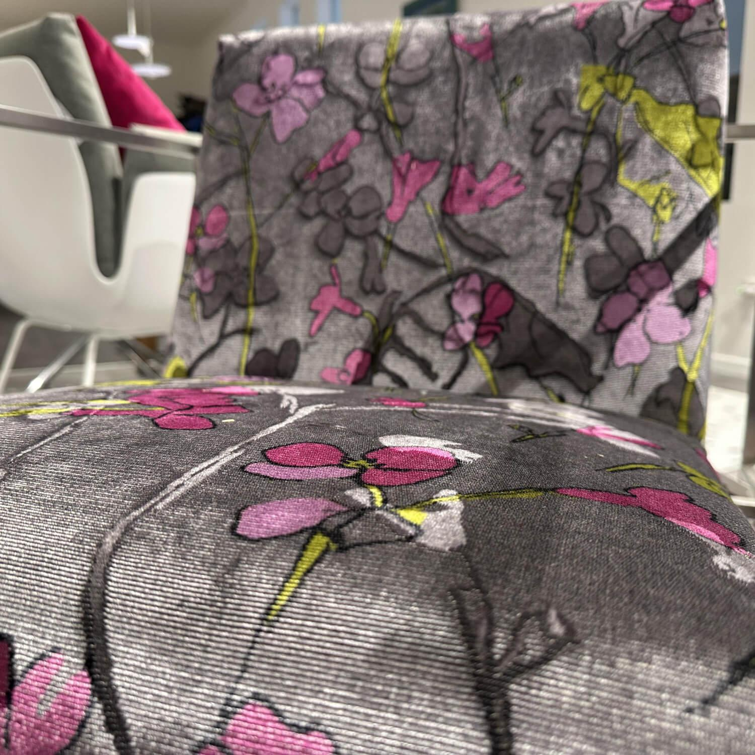 Brühl - Armchair Grace Soft fabric 8001 95 gray pink yellow frame stainless steel smooth - 4