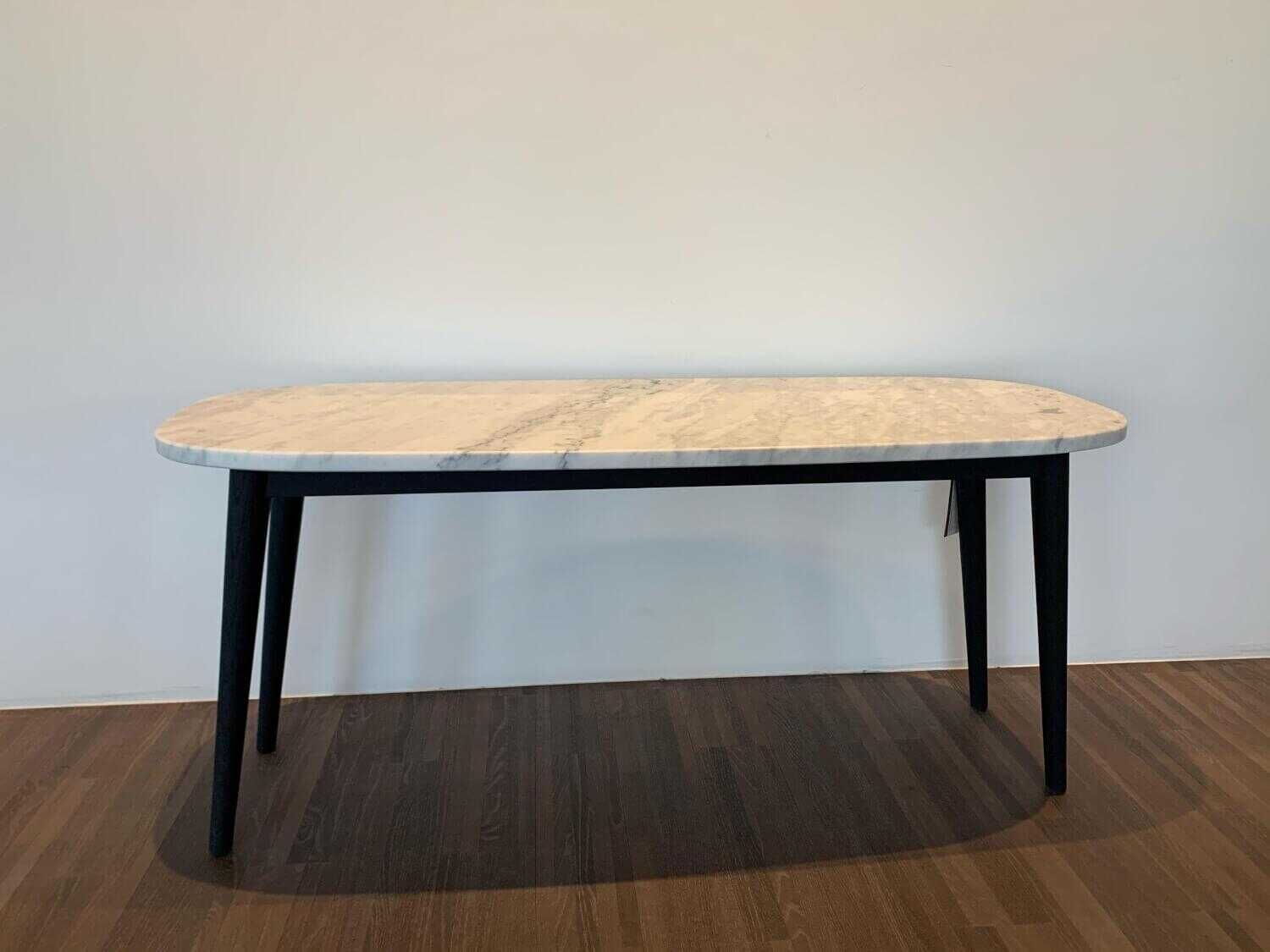 Tisch Brick 247 Eiche Schwarz Oval Massiv Tischplatte Marmor