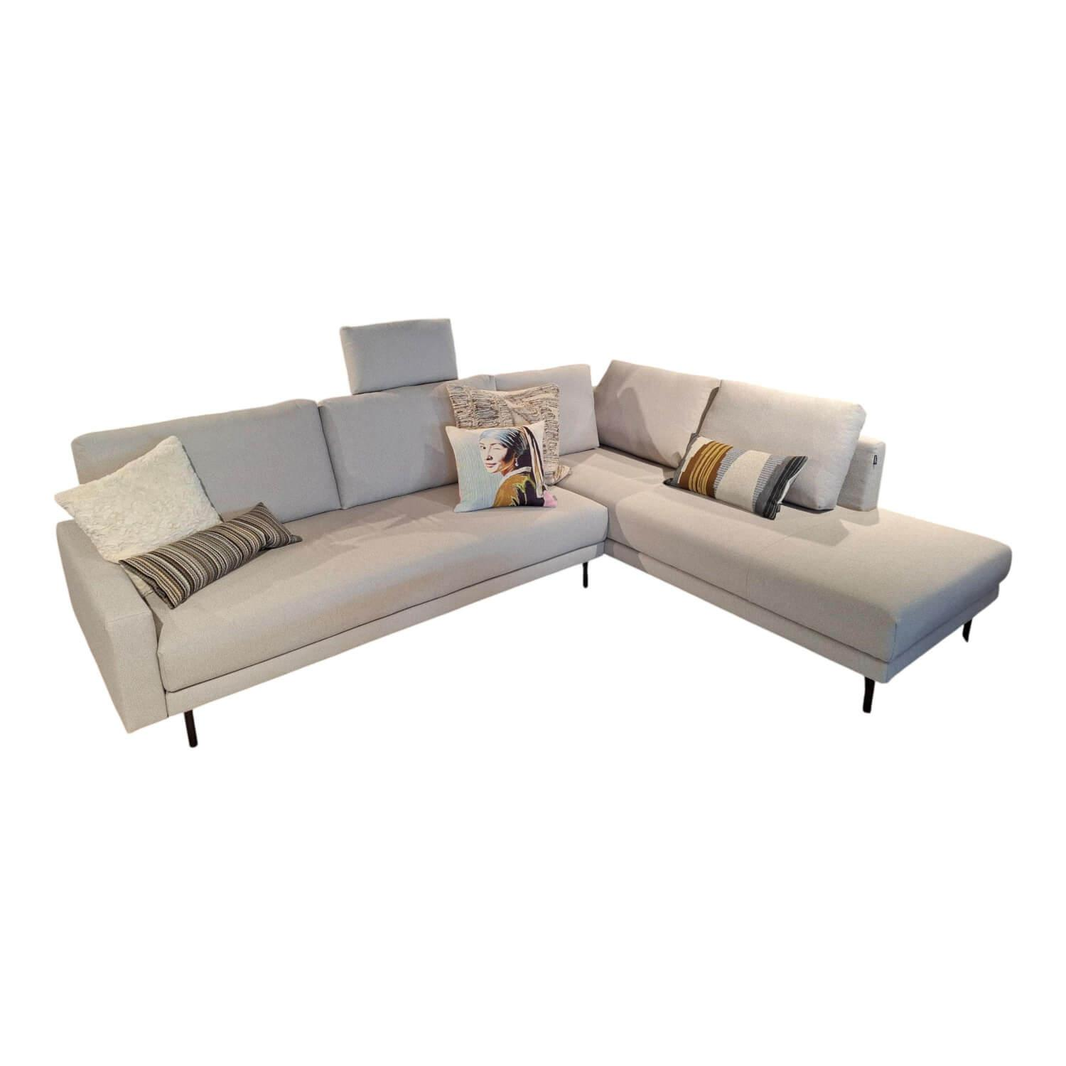freistil Rolf Benz - Ecksofa freistil 170 Stoff 4046 Steingrau Rundrohrfuß Tiefschwarz - 1