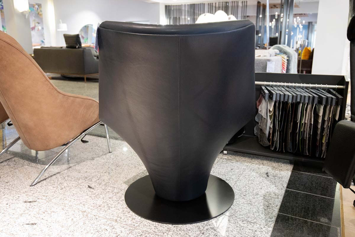 Werther - Sessel W100 Limited Edition Anilinleder Schwarz L 720010 Fuß Tellerscheibe Edelstahl Schwarz Drehbar - 4