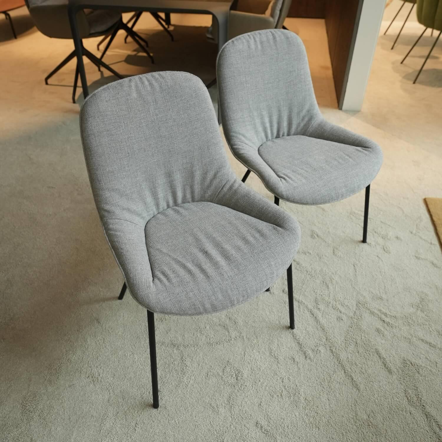 Walter Knoll - 2er Set Stuhl Sheru Stoff Gaia 7891 Platin Grau 4 Bein Untergestell Matt Pulverbeschichtet Schwarz - 7