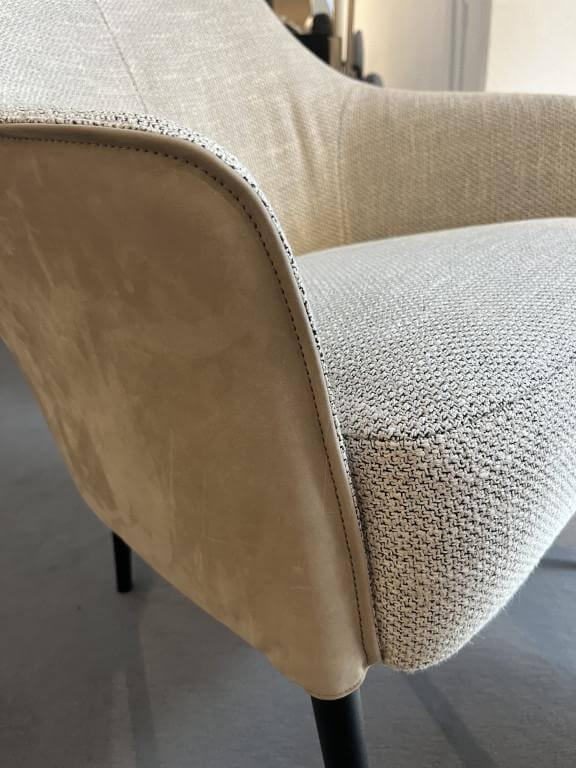 Jori - Relaxsessel Fuga Innen Stoff Boccioni 15 603 H C0200 Beige Außen Nubukleder Creme Beige Gestell Schwarz Lackiert Mit Hocker - 2